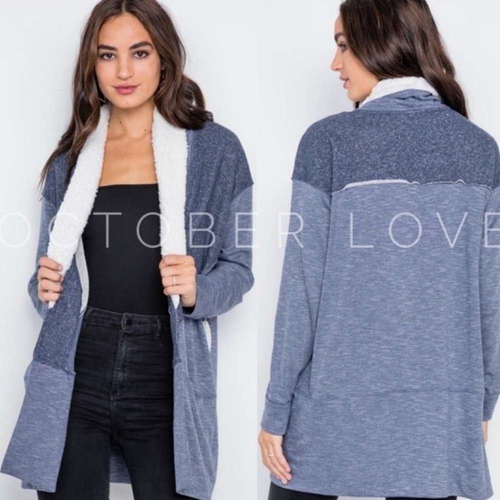 Casual Bohemian Cardigan Navy & White Soft Cozy Comfort Size S/M or M/L New! - Picture 2 of 3